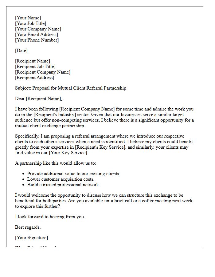 Mutual Client Exchange Proposal Letter