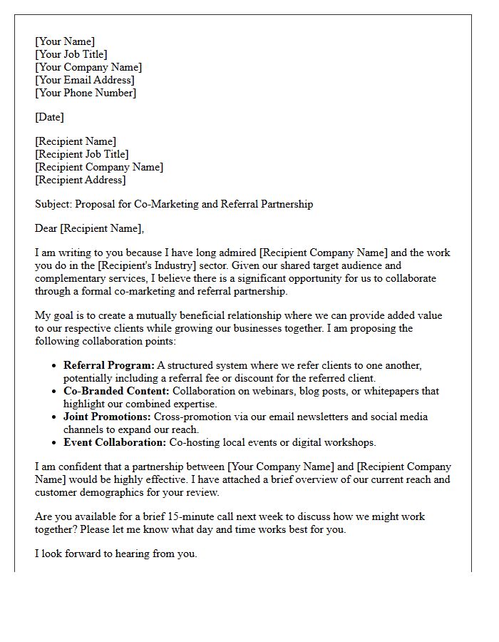 Co-Marketing And Referral Partnership Letter