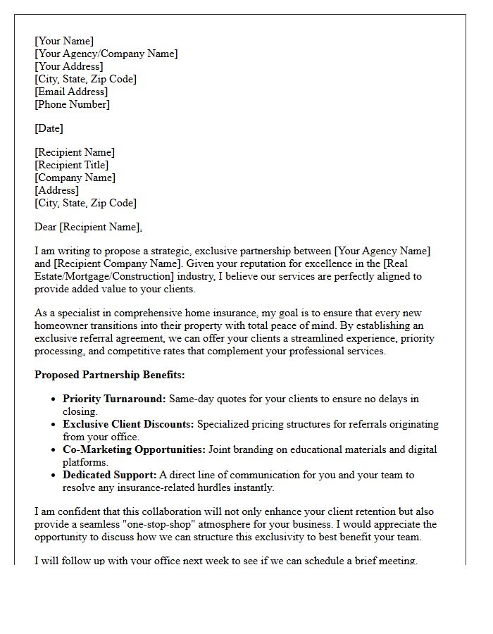 Exclusive Home Insurance Referral Proposal Letter