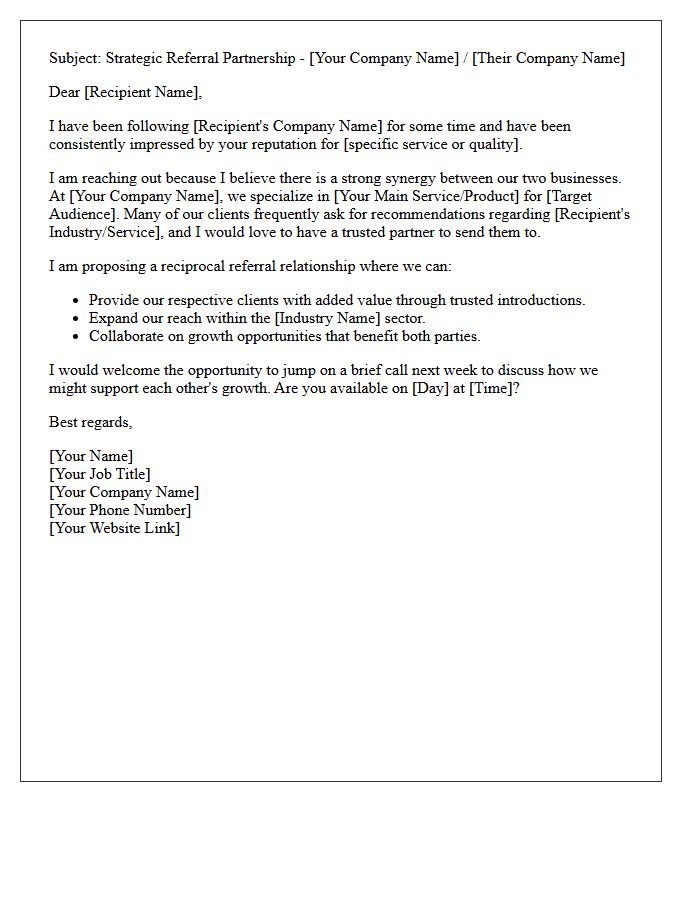 Reciprocal Business Referral Introduction Letter