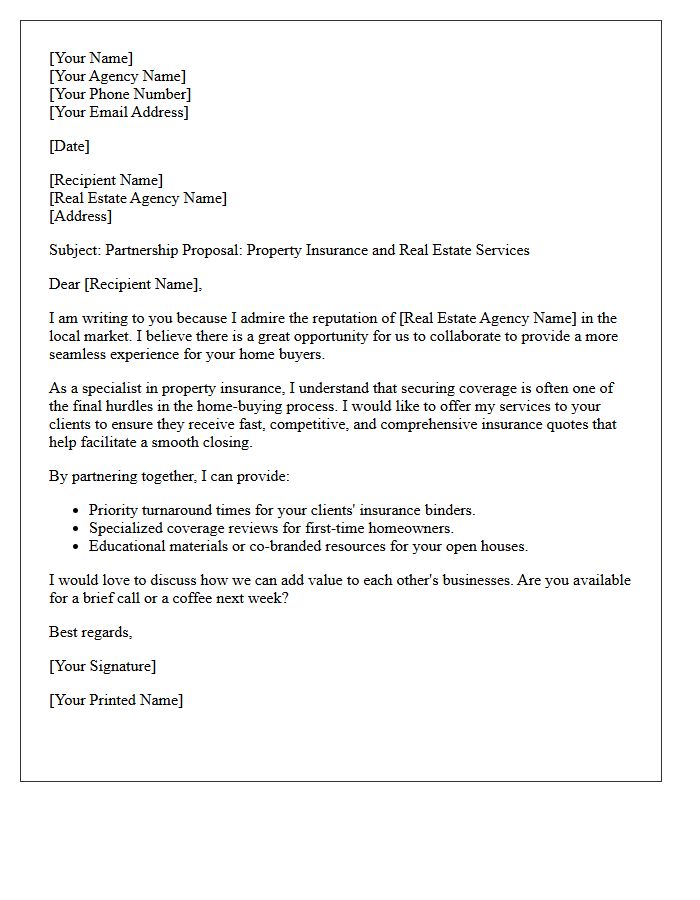 Property Insurance And Real Estate Collaboration Letter