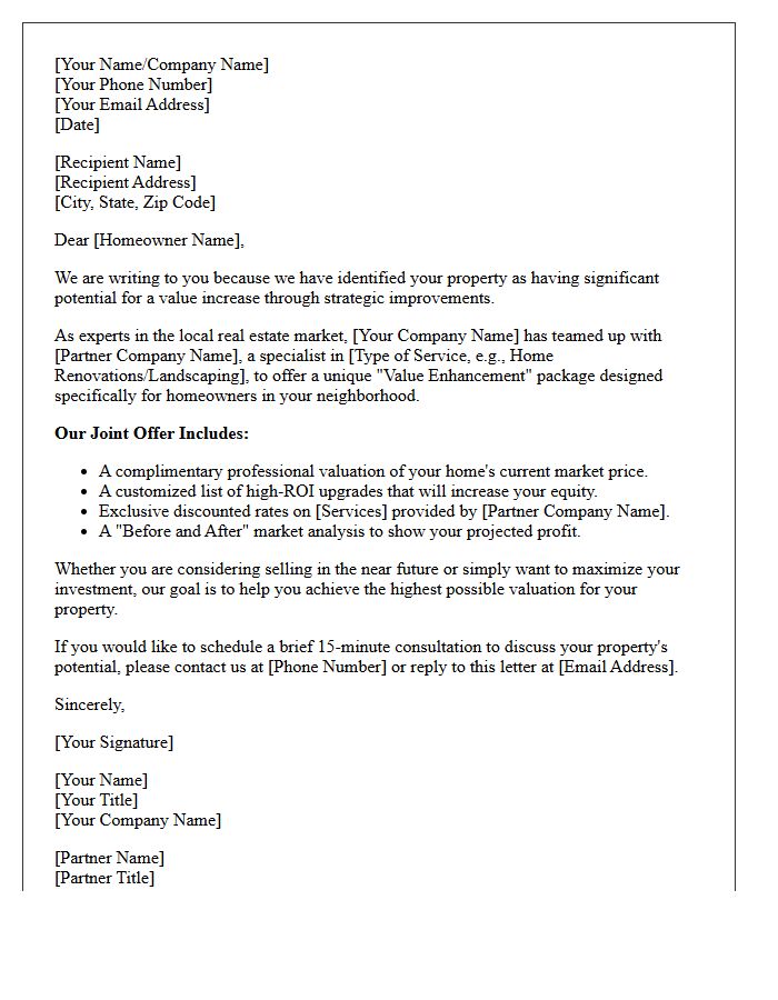 Property Value Enhancement Joint Marketing Letter