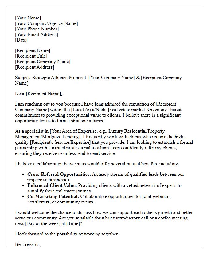 Strategic Alliance Proposal Letter for Real Estate Professionals