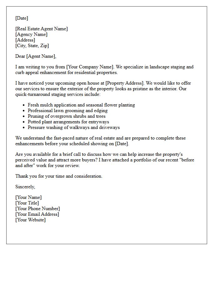 Open House Landscape Staging Collaboration Letter