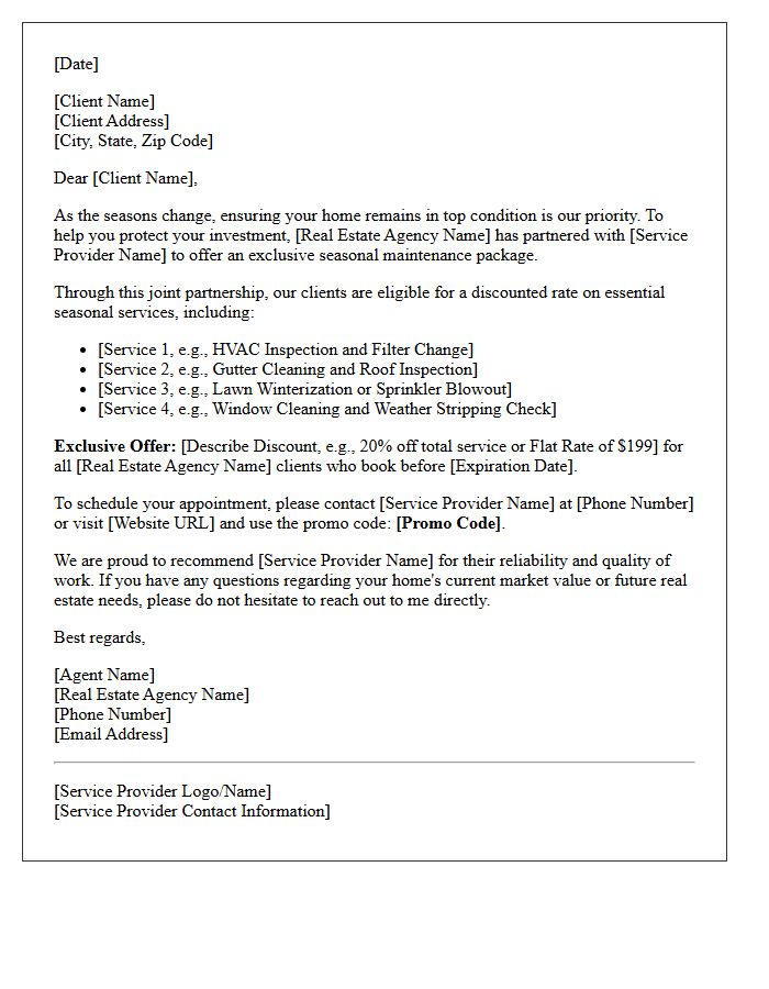 Seasonal Maintenance Joint Offer Letter for Real Estate Clients