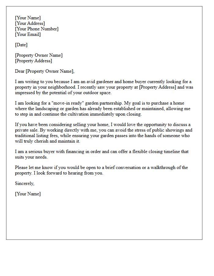 Move-In Ready Garden Partnership Letter for Property Buyers
