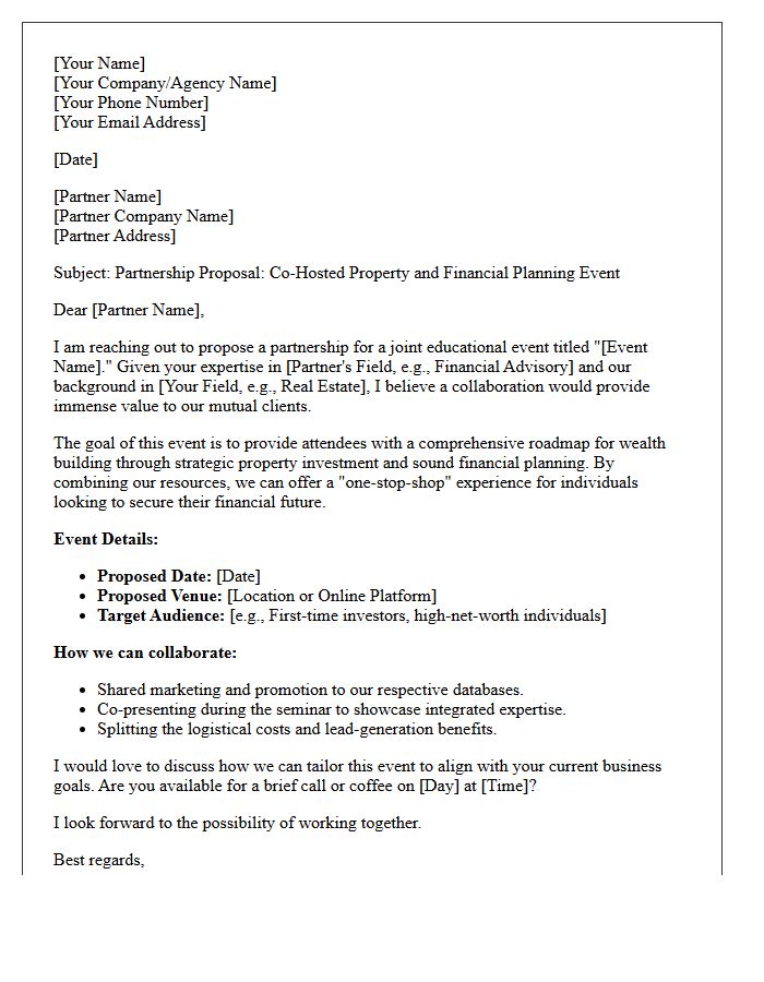 Partnership Letter for Co-Hosted Property and Financial Planning Event
