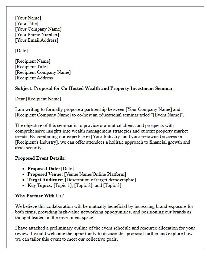 Event Proposal Letter for Co-Hosted Wealth and Property Seminar