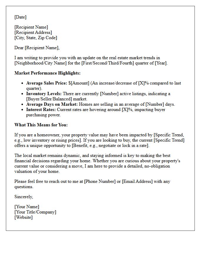 Quarterly Real Estate Market Update Letter