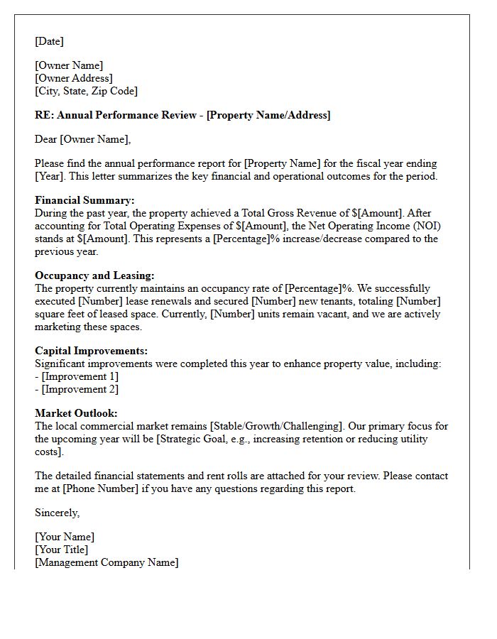 Annual Commercial Property Performance Letter