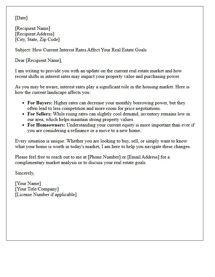 Interest Rate Impact on Real Estate Letter