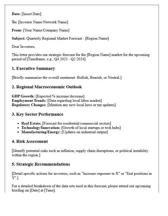 Investor Network Regional Market Forecast Letter