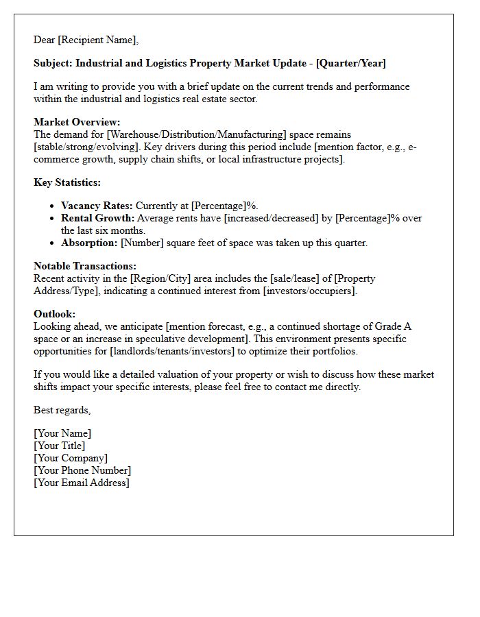 Industrial and Logistics Property Update Letter