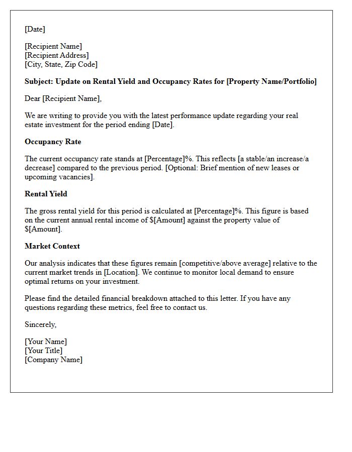 Rental Yield and Occupancy Rate Update Letter