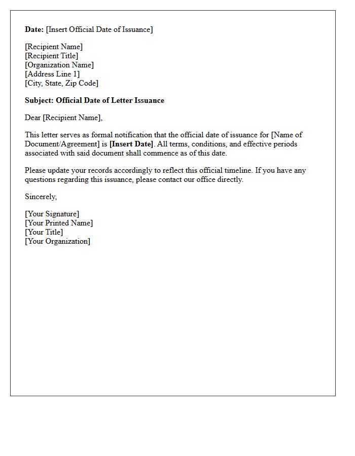 Official Date Of Letter Issuance