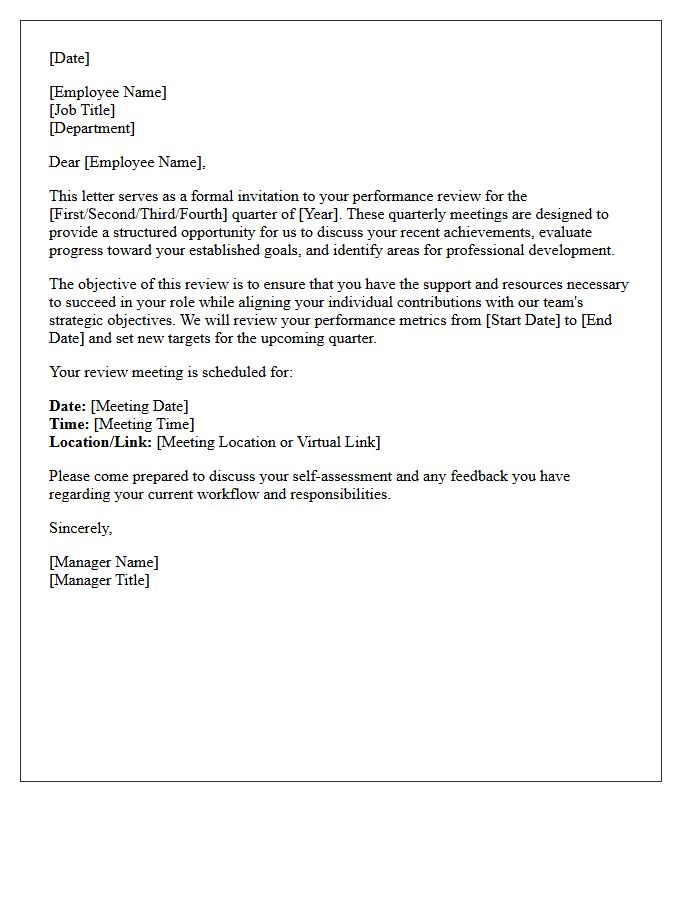 Quarterly Performance Review Letter Introduction