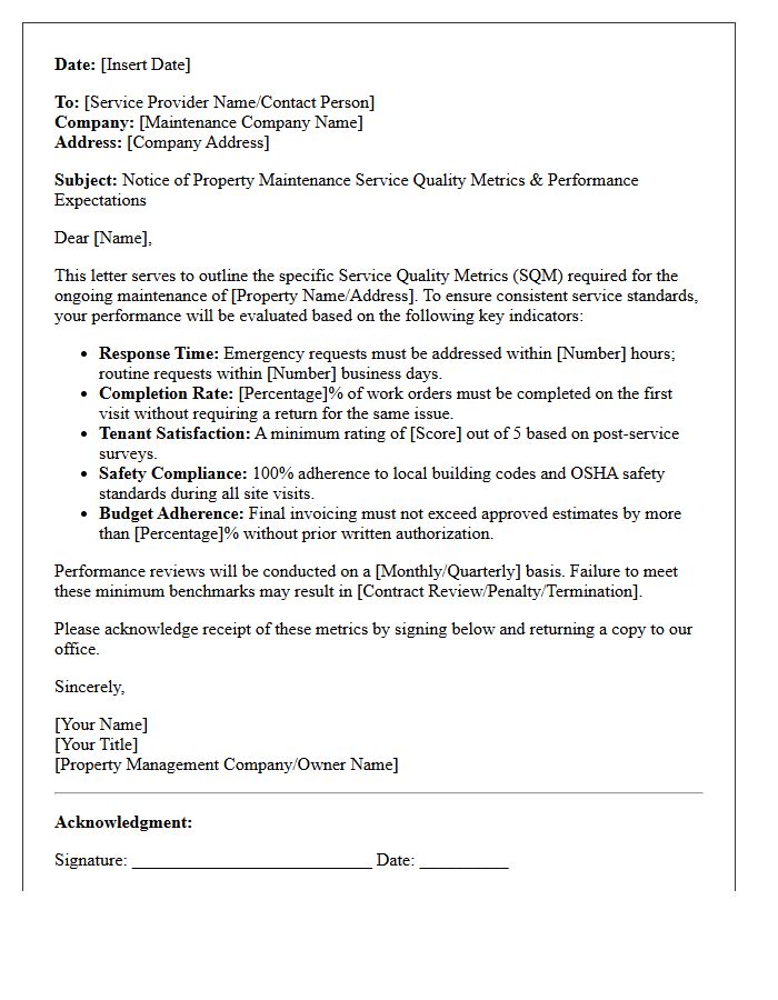 Property Maintenance Service Quality Metrics