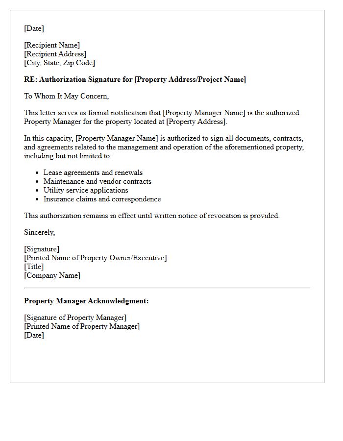 Authorized Property Manager Signature
