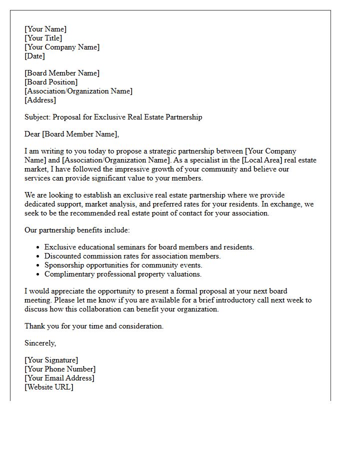 Exclusive Real Estate Partnership Introduction Letter to Board Members