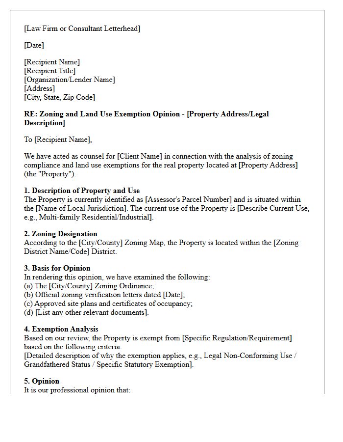 Zoning and Land Use Exemption Opinion Letter