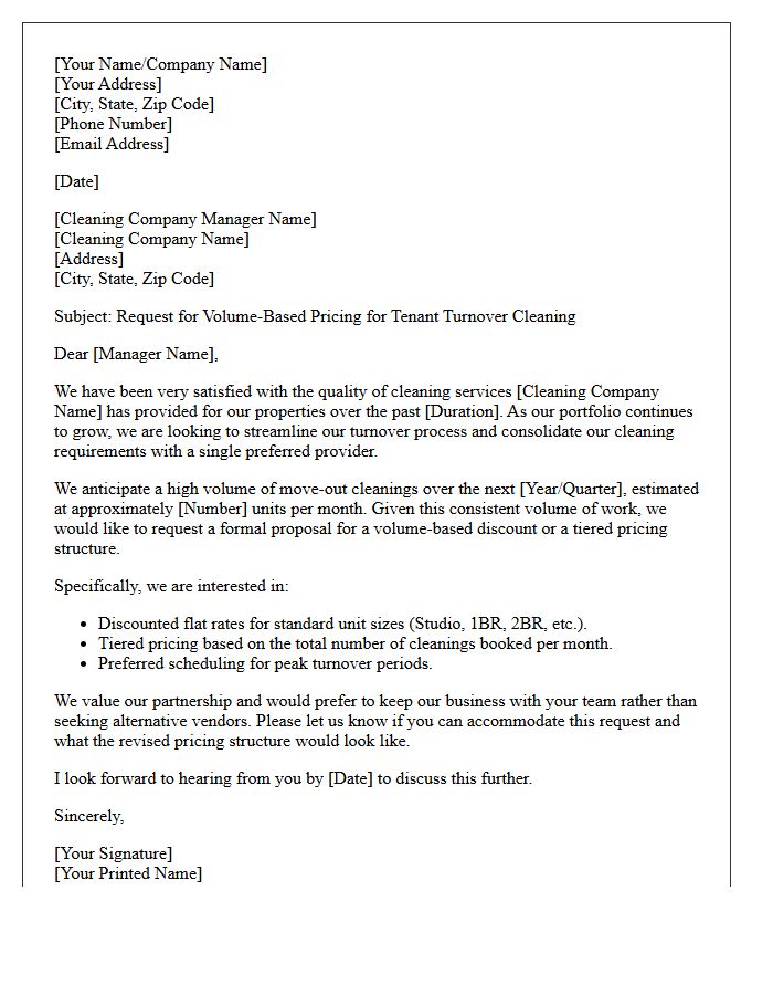 Request Letter for Volume-Based Discounts on Tenant Turnover Cleaning