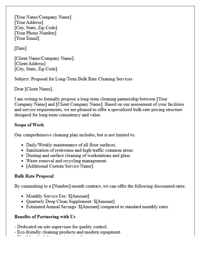 Proposal Letter for Long-Term Bulk Rate Cleaning Contracts