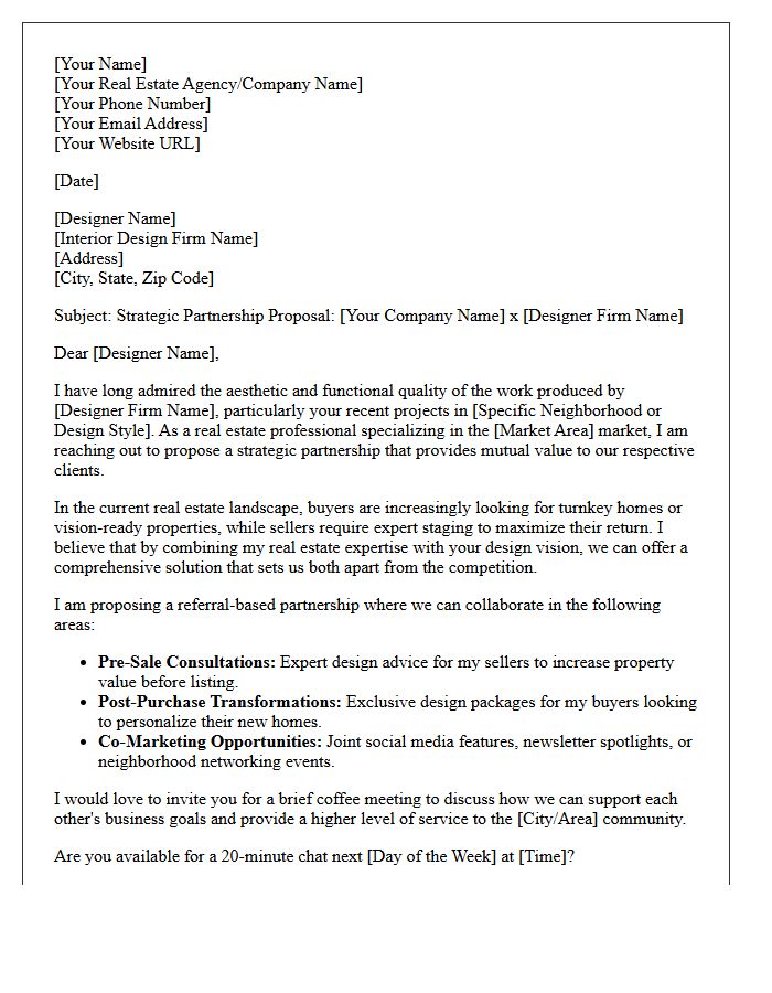 Strategic Real Estate Partnership Proposal Letter for Interior Designers