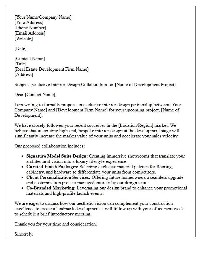 Exclusive Interior Design Collaboration Letter for New Real Estate Developments