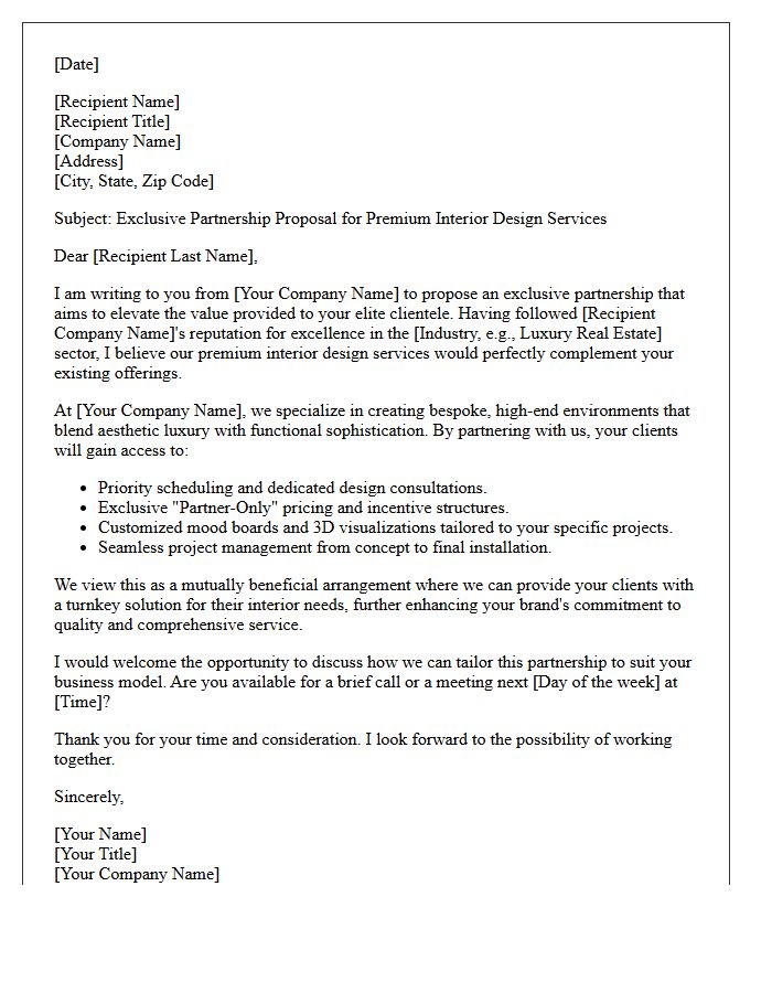Exclusive Partnership Offer Letter for Premium Interior Design Services