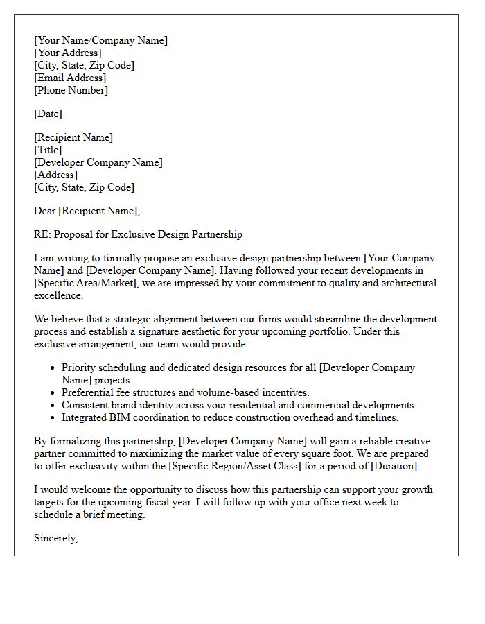 Real Estate Developer Exclusive Design Partnership Letter