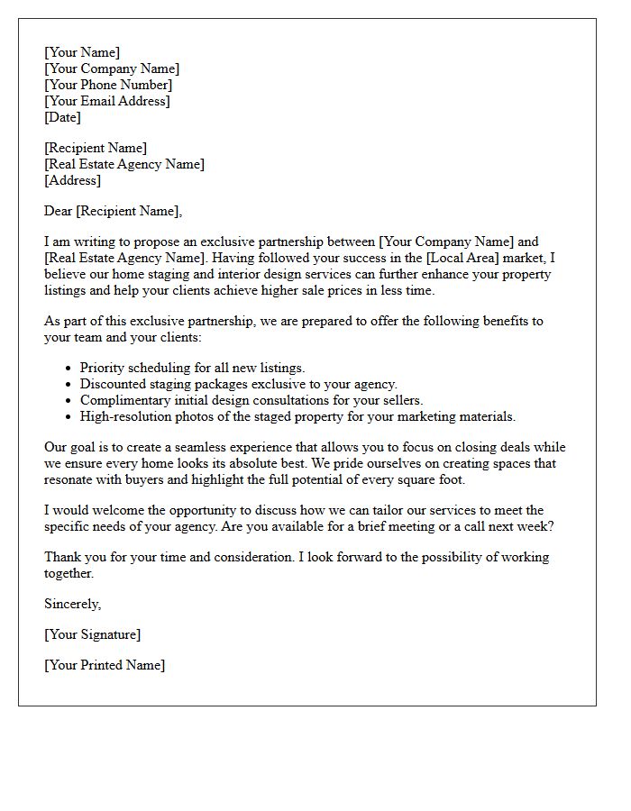 Exclusive Home Staging and Design Partnership Letter