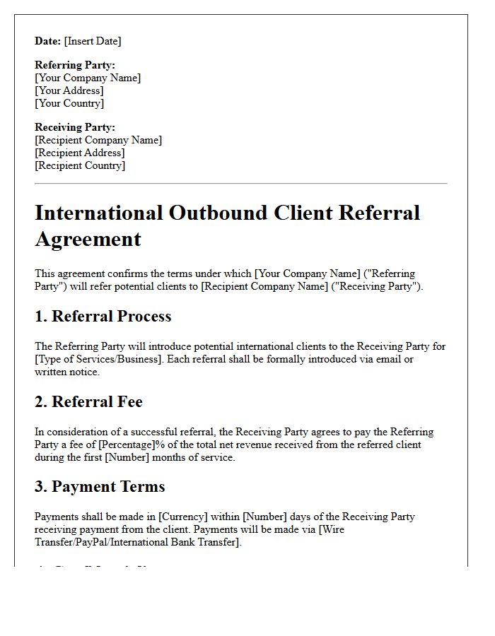 International Outbound Client Referral Agreement Letter
