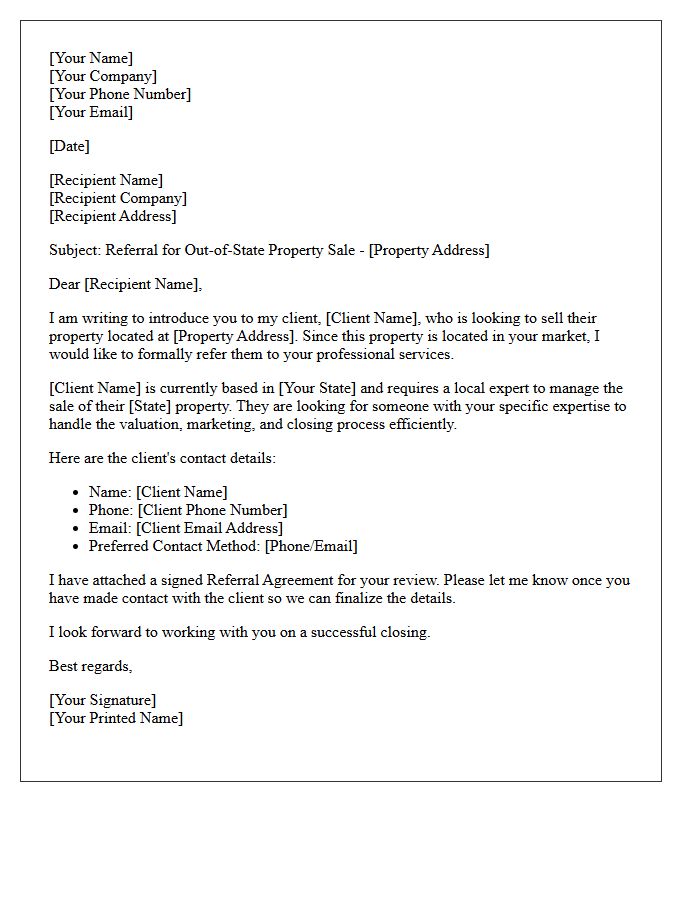 Out-of-State Seller Introduction Referral Letter