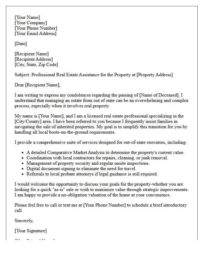 Inherited Property Out-of-State Seller Referral Letter