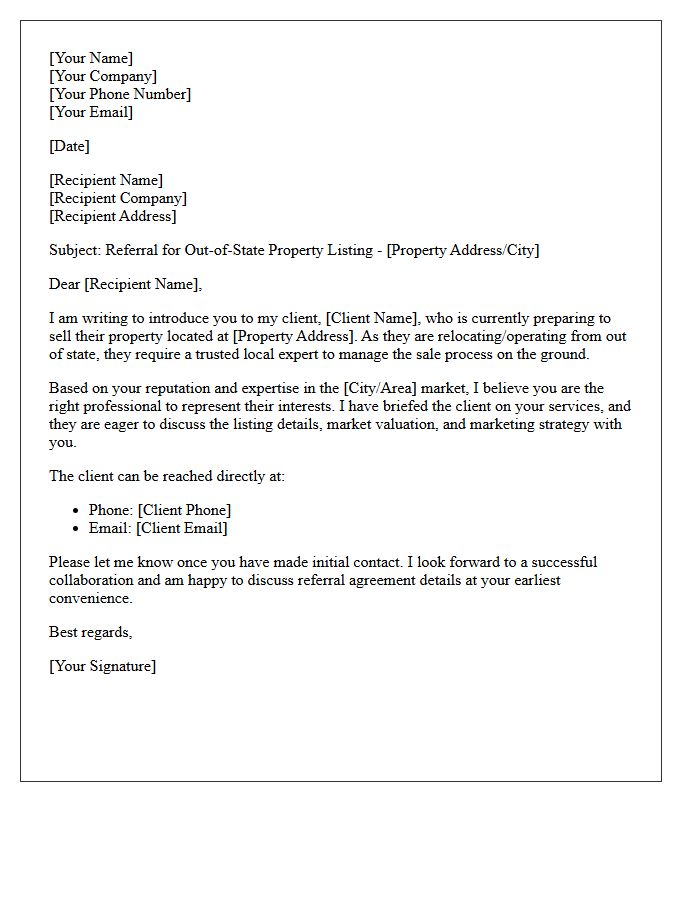 Out-of-State Seller Network Connection Referral Letter