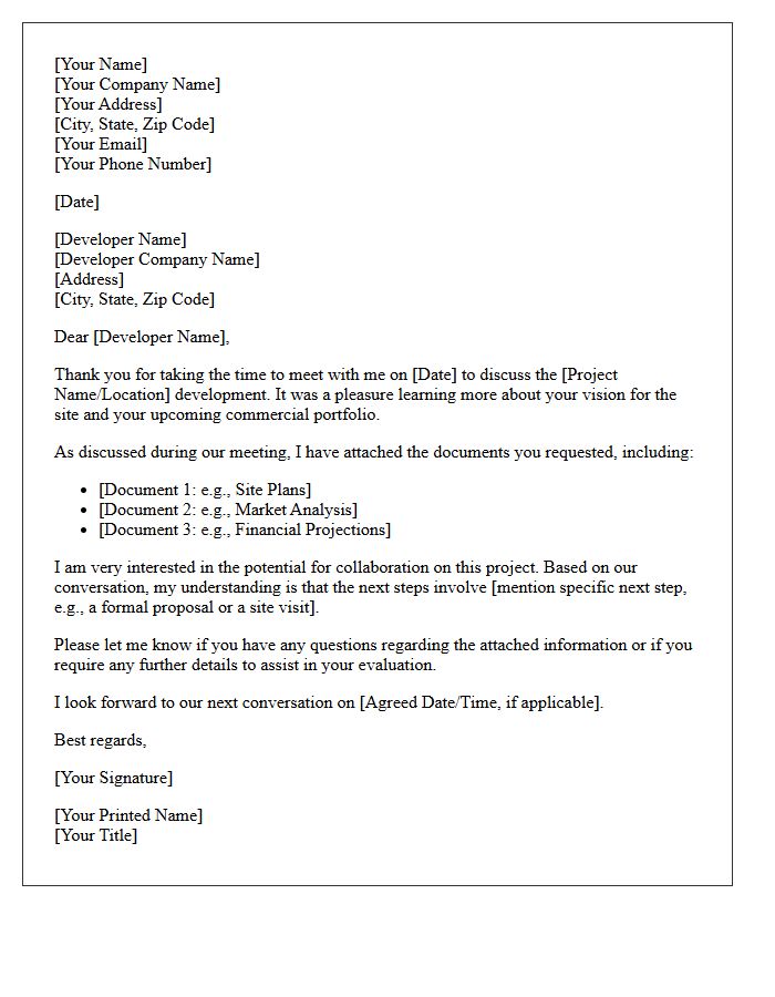 Commercial Developer Meeting Follow-Up Letter