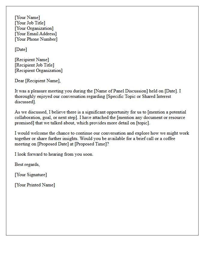 Panel Discussion Shared Interest Follow-Up Letter