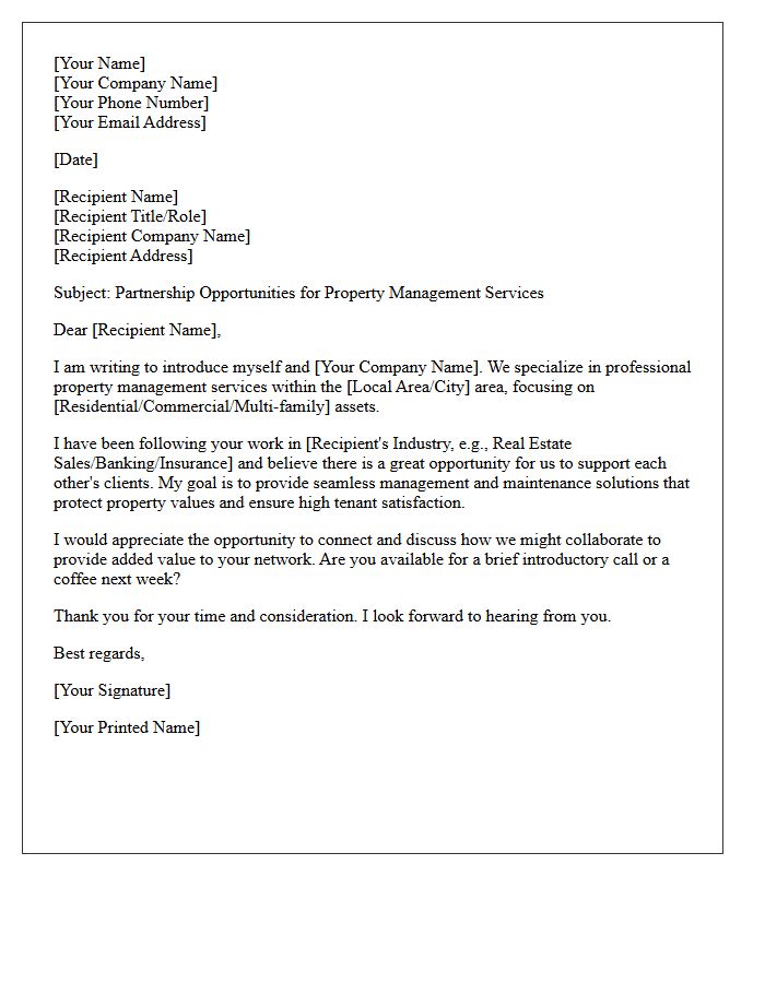 Property Management Service Networking Letter