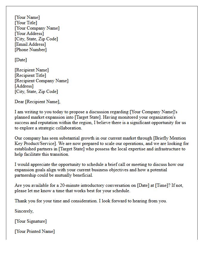 Out-of-State Market Expansion Discussion Letter