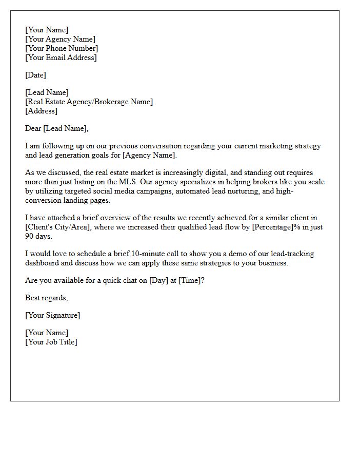 Real Estate Marketing Agency Follow-Up Letter