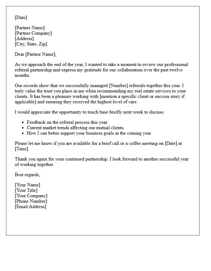 Annual Real Estate Referral Partnership Review Letter