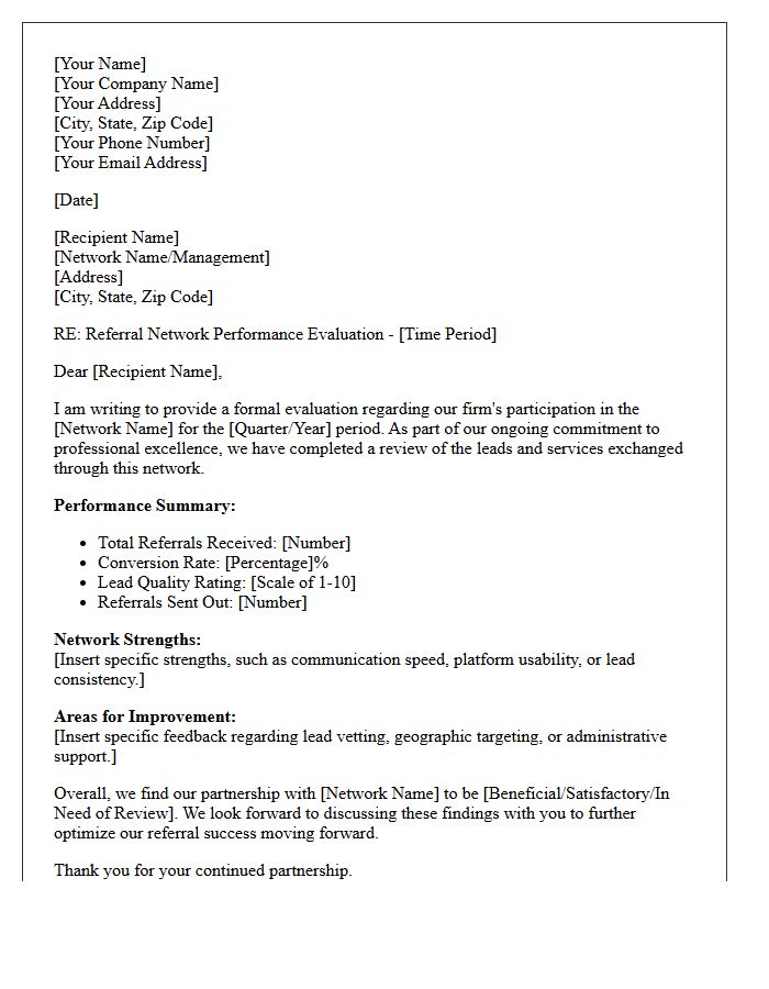 Real Estate Broker Referral Network Evaluation Letter