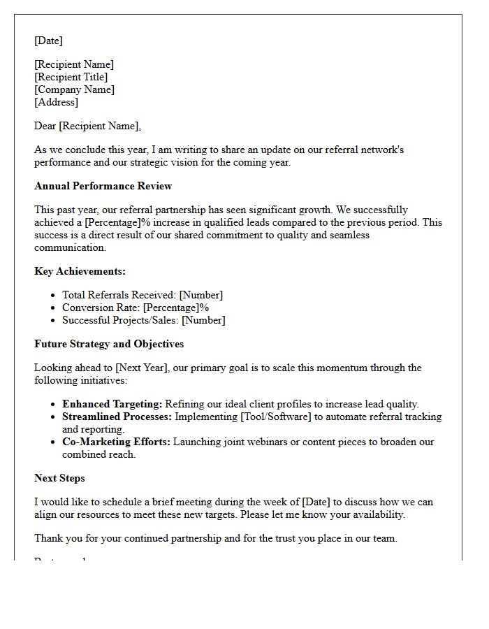 Annual Referral Growth and Future Strategy Letter