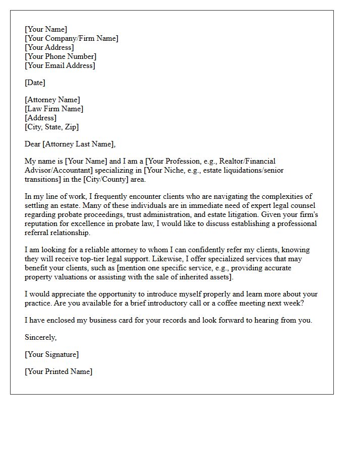 Probate Attorney Partnership Referral Letter