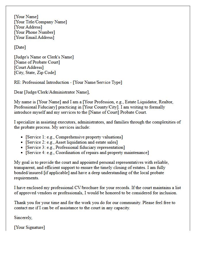 Probate Court Professional Introduction Letter