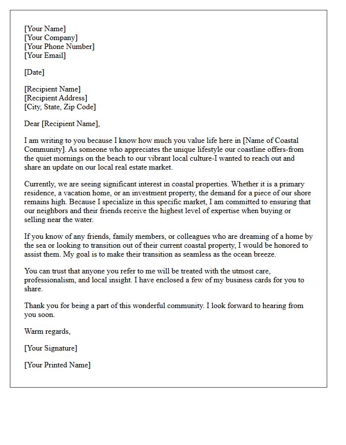 Coastal Community Real Estate Referral Letter