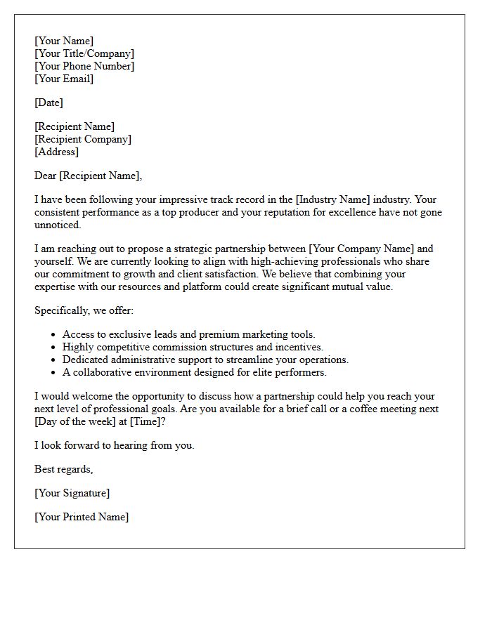 Top Producer Partnership Invitation Letter