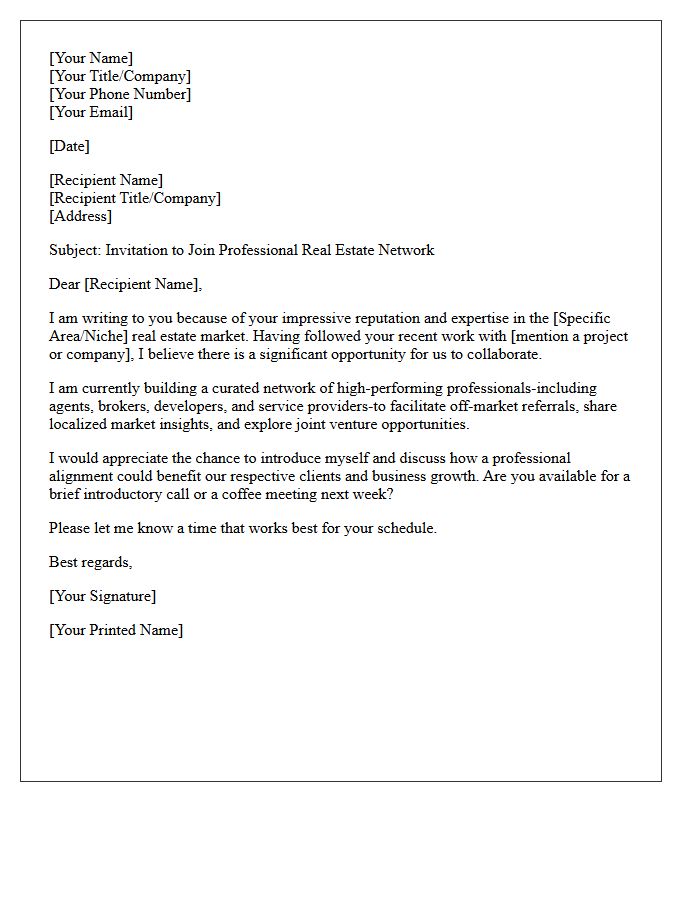 Professional Real Estate Network Invitation Letter