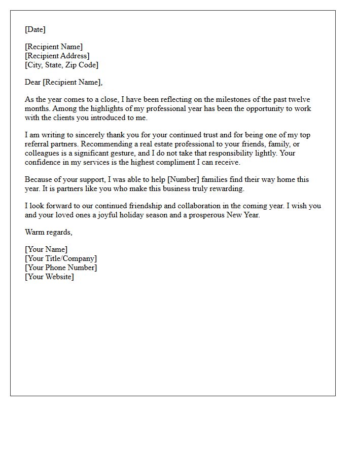 End of Year Gratitude Letter for Top Real Estate Referrers
