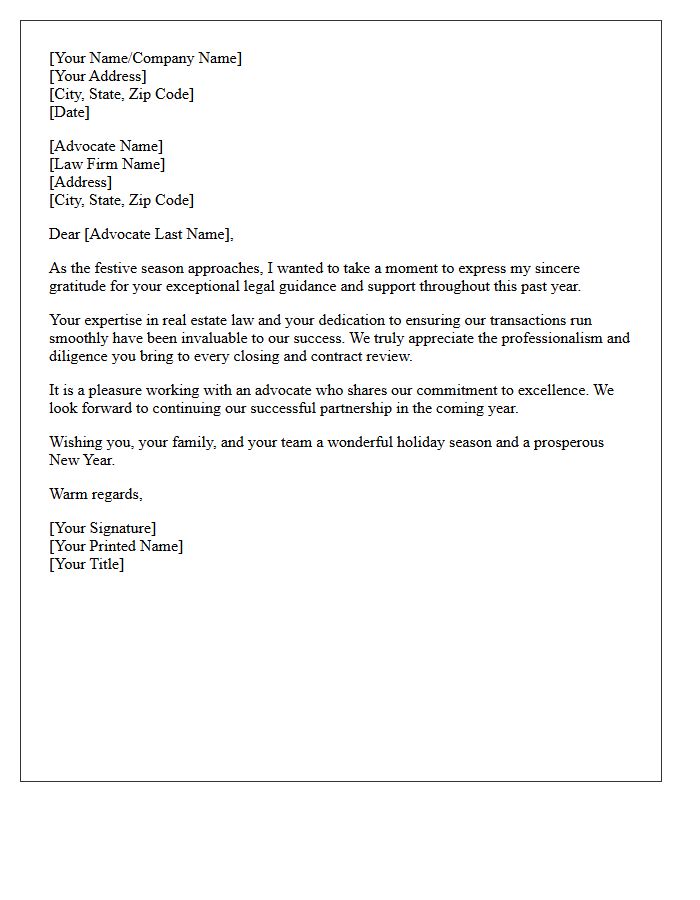 Festive Season Appreciation Letter for Real Estate Advocates